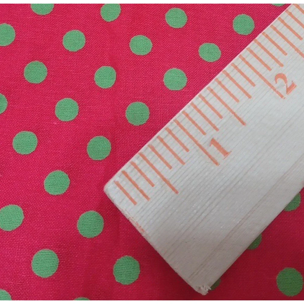 Jo-Ann Red Green Dot Cotton Sewing Craft Fabric 1 Pc 28